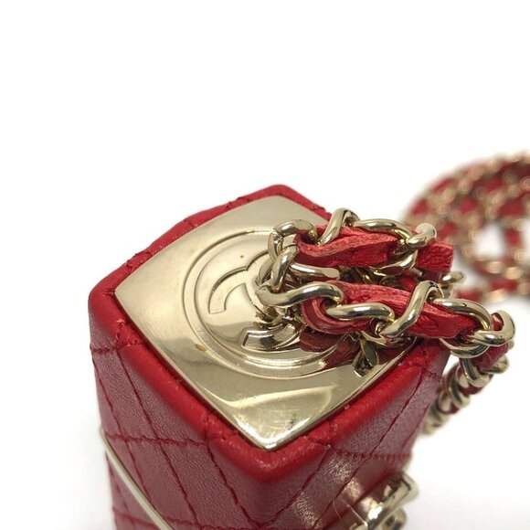 CHANEL CC Mark CC Lip case ChainShoulder Accessory case Leather Red/GoldHardware - Picture 8 of 11
